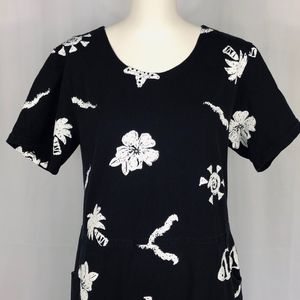 Red Ginger Black Hawaiian Smock Dress G522